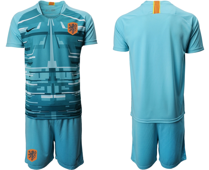 Men 2021 European Cup Netherlands blue goalkeeper Soccer Jerseys1